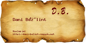 Dani Bálint névjegykártya