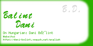 balint dani business card